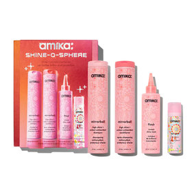 Amika Shine-O-Sphere Kit - Mirrorball Shampoo 9.2oz Mirrorball Conditioner 9.2oz Flash Mask 6.7oz Top Gloss Spray 1oz