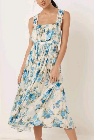 Vacation Summer Cross Backless Rayon Printing Slip Dress