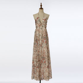 Women Summer Printed Halter Neck Strapless Dress