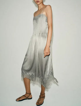 Summer Lace Midi Dress Strap Dress