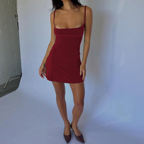 Women Clothing Summer Sexy Easy Matching Sling Dress Short Simple Waist Slimming Sheath Dress