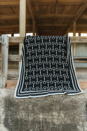 Lucky & Blessed Black Ivory Horse Bit Guard Printed Polyester Microfiber Blanket (50in x 60in)