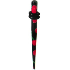 8G Black Acrylic Red Cherry Logo Taper