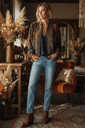Women’s Retro Bohemian Print Cardigan – Long Sleeve Loose Coat