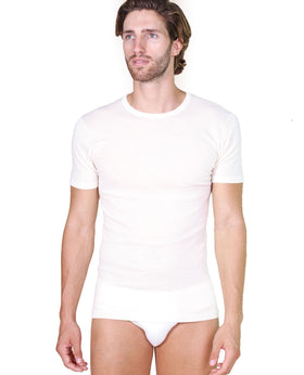 EGI Luxury Wool Silk Men's Short Sleeve T-Shirt. Proudly Made in Italy (456)