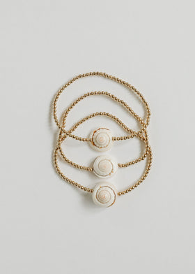 Dainty 14K Gold Filled + Sea Shell || Stretch Anklet or Bracelet