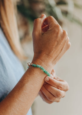 Natural Aventurine + 14k Gold Filled Toggle || Gemstone Bracelet or Anklet