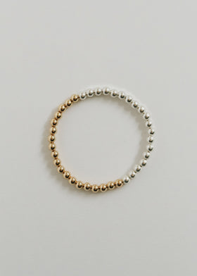 Sterling Silver + 14k Gold Filled Moon || Beaded Bracelet
