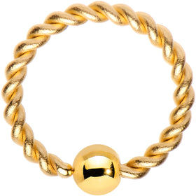16G 5/16 Gold Tone IP Seriously Twisted BCR Captive Ring