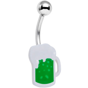Green Happy Hour Beer St Patricks Day Belly Ring