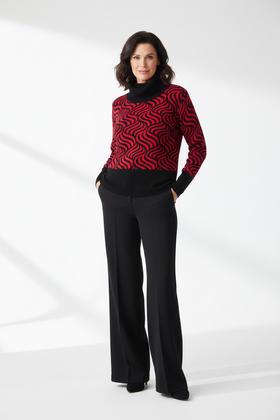 Red Black Wave Sweater