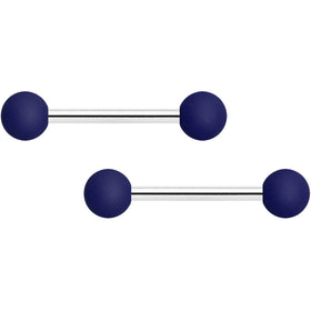 14G 9/16 Navy Blue Soft Finish Barbell Nipple Ring Set
