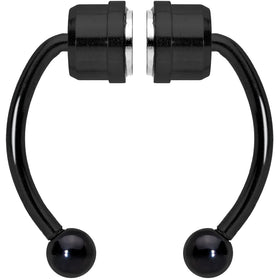 Black Magnetic Septum Ring Horseshoe Non-Pierced Fake Nose Ring