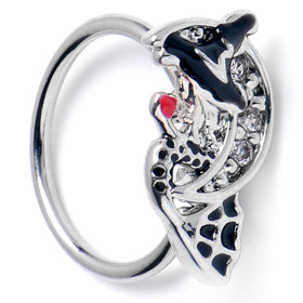 20G 5/16 Clear CZ Gem Crescent Moon Witch Halloween Nose Hoop