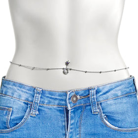 Aurora Purple Gem Moon Star Double Mount Belly Ring Belly Chain