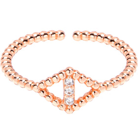 Clear Gem Textured Rhombus Rosy Adjustable Toe Ring