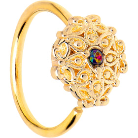 20G 5/16 Vitrail Gem Gold Tone Blossom Bloom Nose Hoop