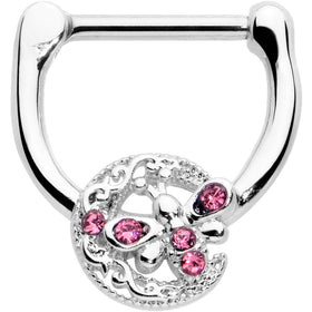 16G 5/16 Pink Gem Lunar Dragonfly Cartilage Clicker