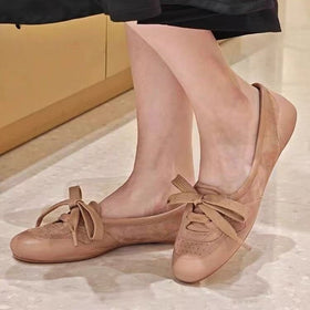 Women's Vintage Lace-Up Flat Ballet Loafers – Comfort Casual Flats