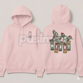 Merry Duck Hoodie – Funny Christmas Duck Graphic Pullover, Festive Holiday Humor Apparel, Unisex
