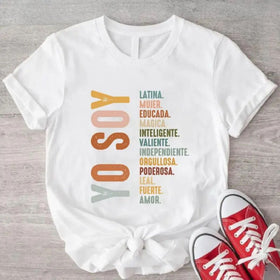 Mujer Latina Power Tee - "Yo Soy" Hispanic Heritage Shirt, Independent Woman Streetwear