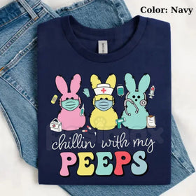 Nurse Easter Sweatshirt | Chillin' With My Peeps Nursing Crewneck | Funny Healthcare Easter Jumper | Registered Nurse Bunny Pullover | LPN NP Easter Graphic Top | Pediatric Nurse Holiday Shirt