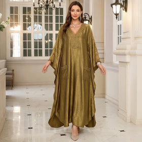 Gold Vacation Beach Coat Maxi Dress Women Loose Maxi Dress Swimsuit Blouse Sun Protective Clothing
