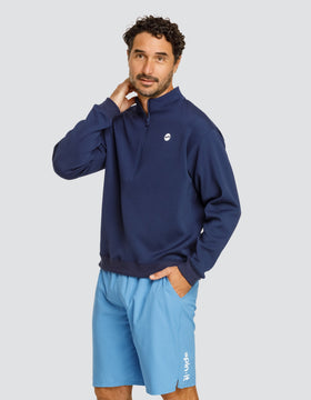 GERRY OVERSIZED QUARTER ZIP PULLOVER - NAVY BLUE