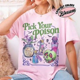 'Pick Your Poison' Vintage Disney Villain Tee – Halloween Potion Shirt, Wicked Humor Top, Spooky Retro Apparel