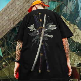 🗡️ 3D Samurai Knife Print Oversized T-Shirt