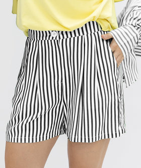 Trouser Shorts, Black Stripes