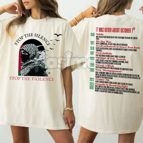 "Stop the Silence" Human Rights T-Shirt - Free Palestine History of Protest Tee, Activism Statement Shirt