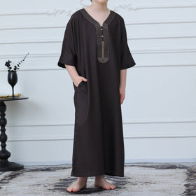 Boys' Embroidered Thobe with Pockets(MKB023)