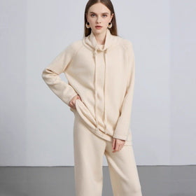 Elegant Half-Turtleneck Knit Sweater with Drawstring | Pullover Style Versatile Top(MS120)