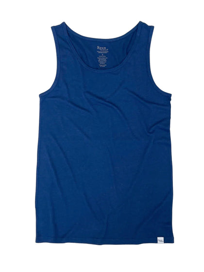 Spun Bamboo Men's Bamboo Viscose/Organic Cotton Tank Top True Navy Color + Boxer Style Underwear White Color — main product s
