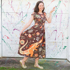 Adult "Beast Mode" Kaiju Monsters Cap Sleeve Maxi Dress With Pockets