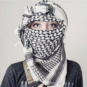 MH052 Four-Sided Fringed Keffiyeh Square Hijab