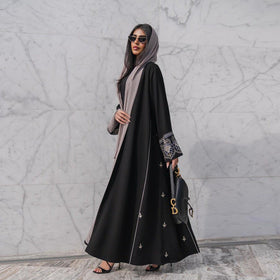 Elegant Embroidered Temperament Open Abaya (MOA062)