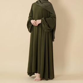 Relaxed Fit Lantern Sleeves Crepe Abaya (MA190)