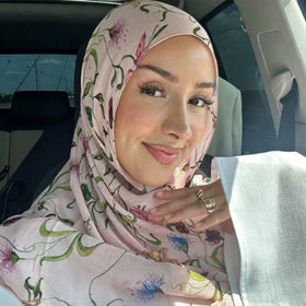 Poly-Cotton Floral Print Hijab Scarf(MH233)