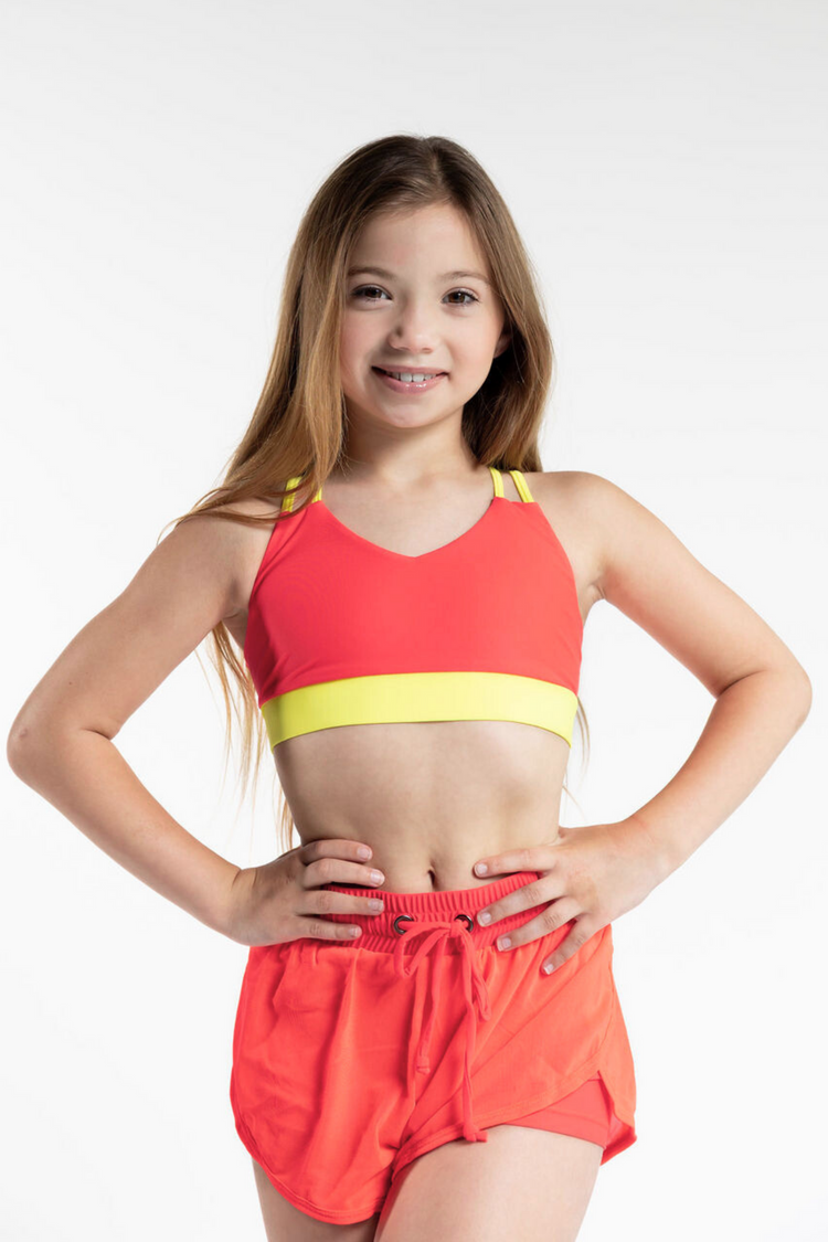Purple Pixies Color Block Criss Cross Top — boutique athleisure tops