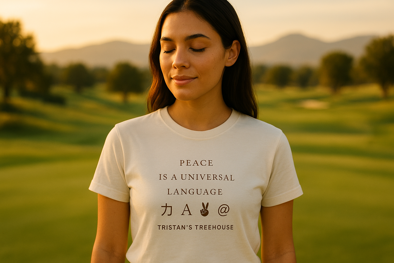 Tristan's Treehouse · Peace is a Universal Language tee — virtue-graphic apparel