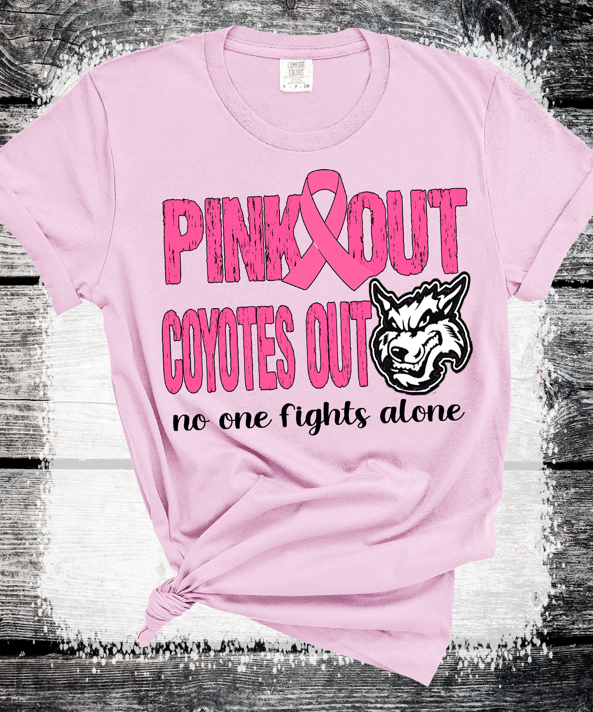 Pink-Out Breast Cancer Awareness school spirit shirt — custom team design