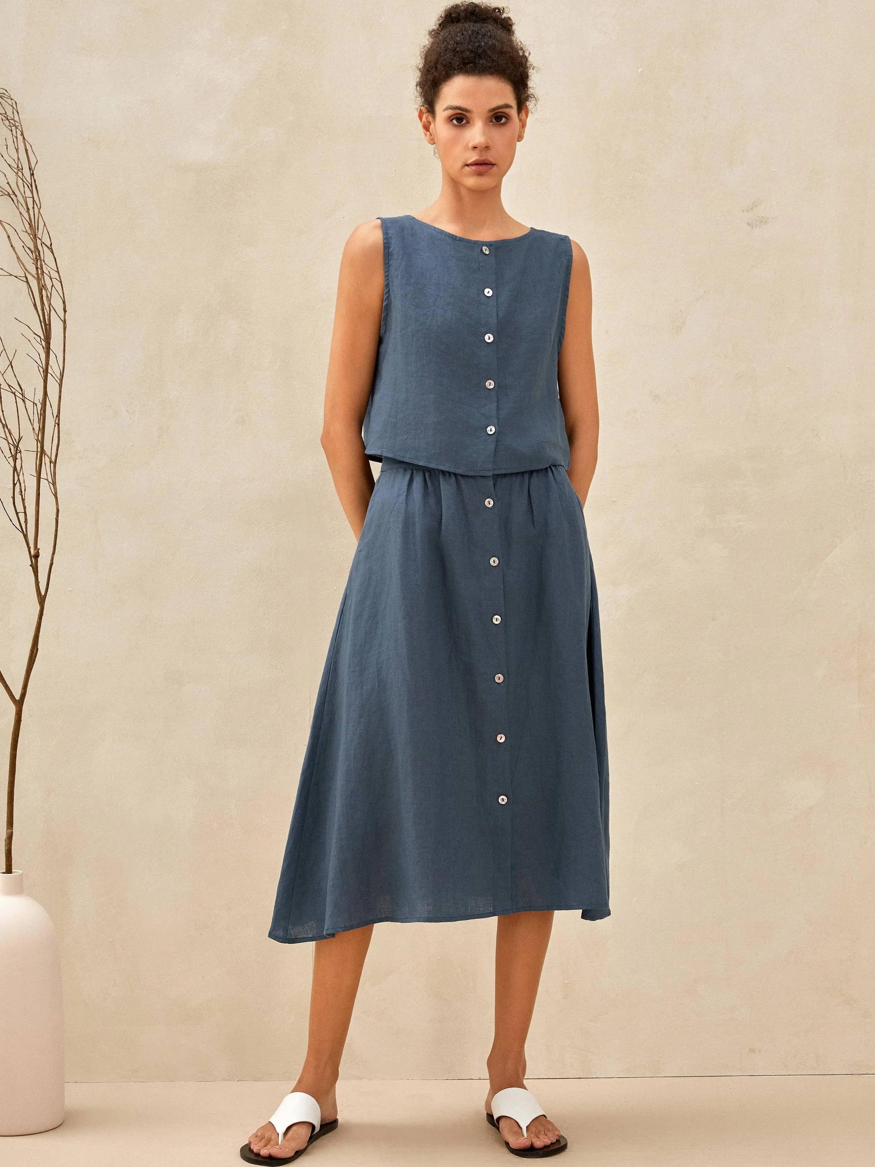 LINTICO 100% Linen Skirts — A-Line, Midi, Wrap, Sets (multiple)
