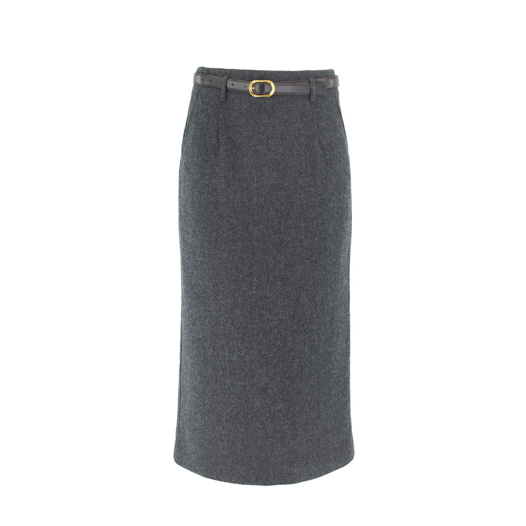 profile-nyc profile-nyc STRAIGHT WOOL SKIRT WITH BELT — construction detail