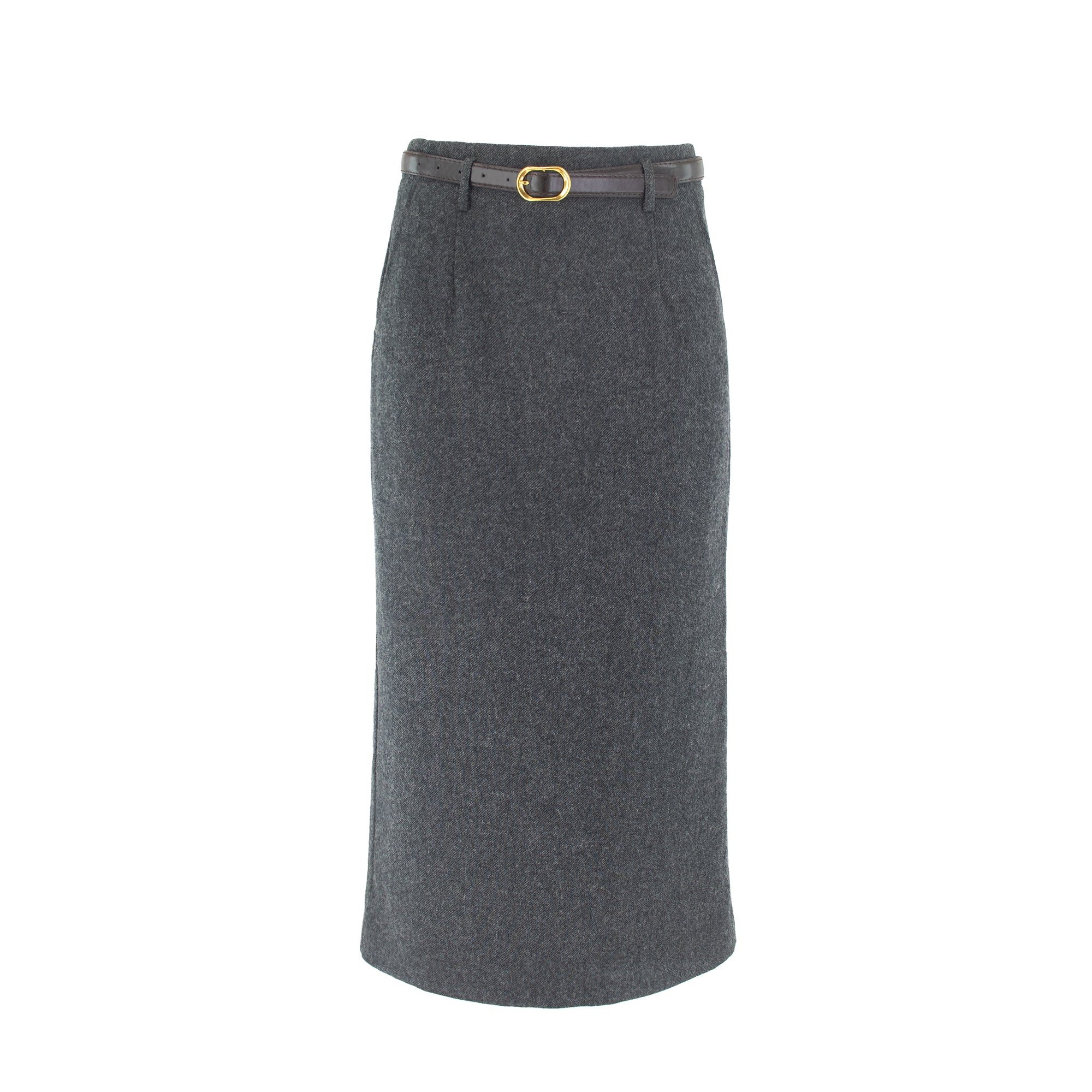 profile-nyc profile-nyc STRAIGHT WOOL SKIRT WITH BELT — construction detail