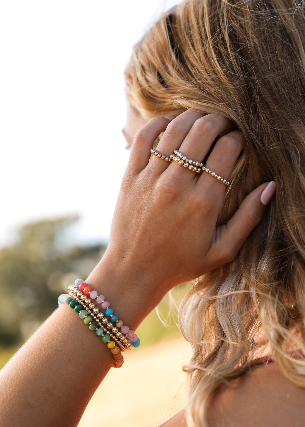 CanyonLeaf Natural Gemstone Bracelet + 14k Gold Filled Toggle : Sandbar — CanyonLeaf branding close-up