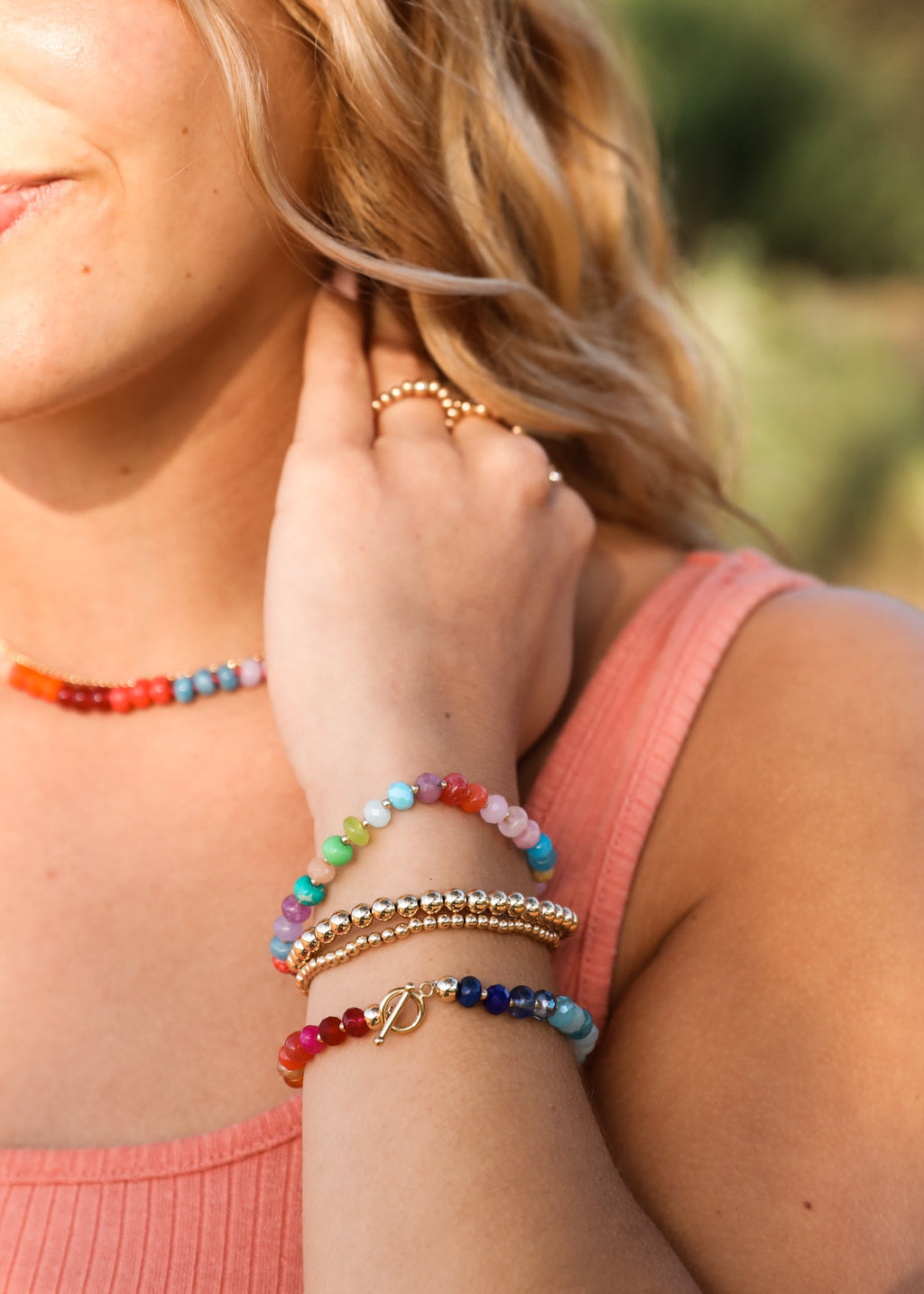 CanyonLeaf Natural Gemstone Bracelet + 14k Gold Filled Toggle : Skyline — main product shot