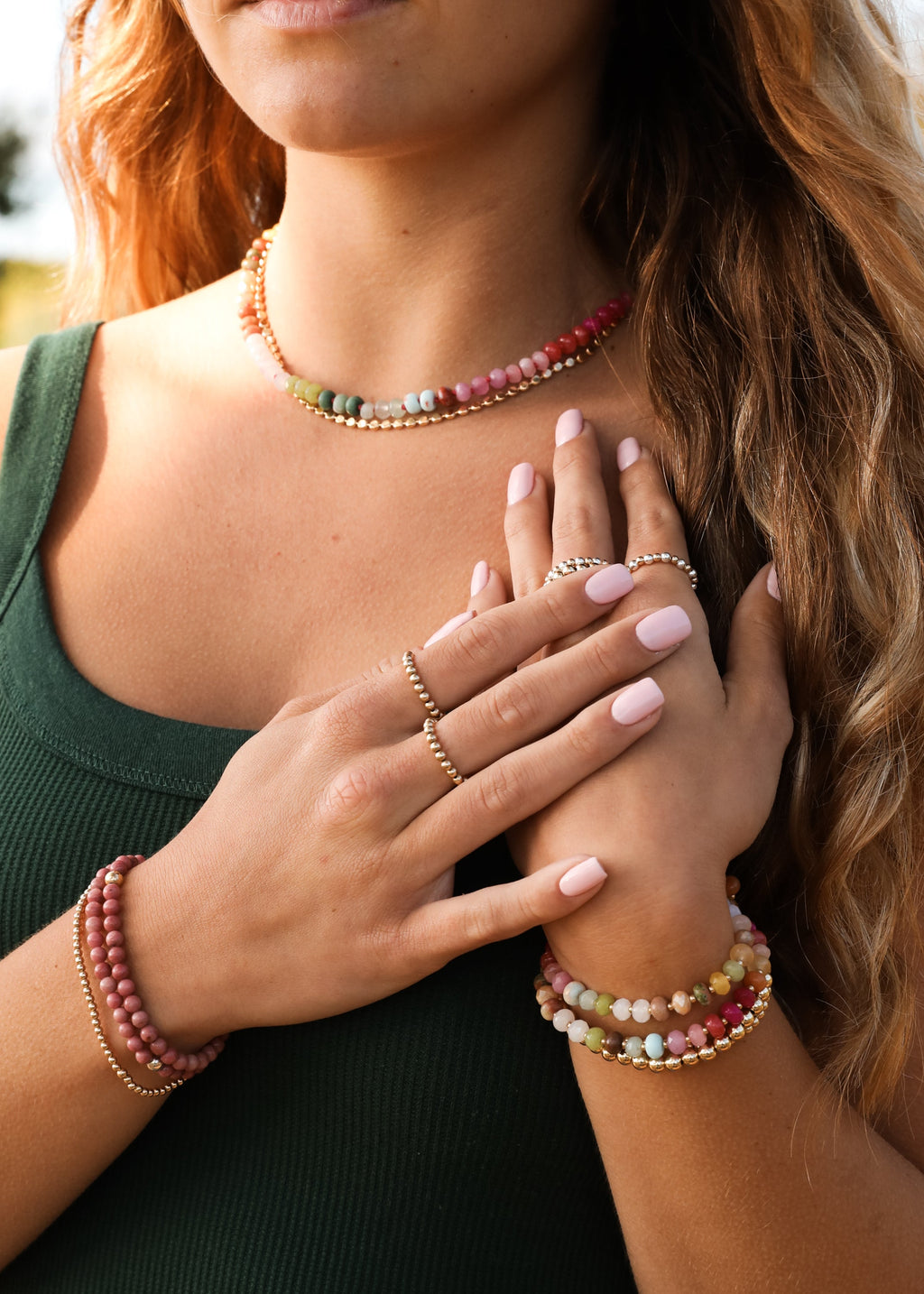 CanyonLeaf Natural Gemstone Necklace + 14k Gold Filled Toggle : Key West — lifestyle context