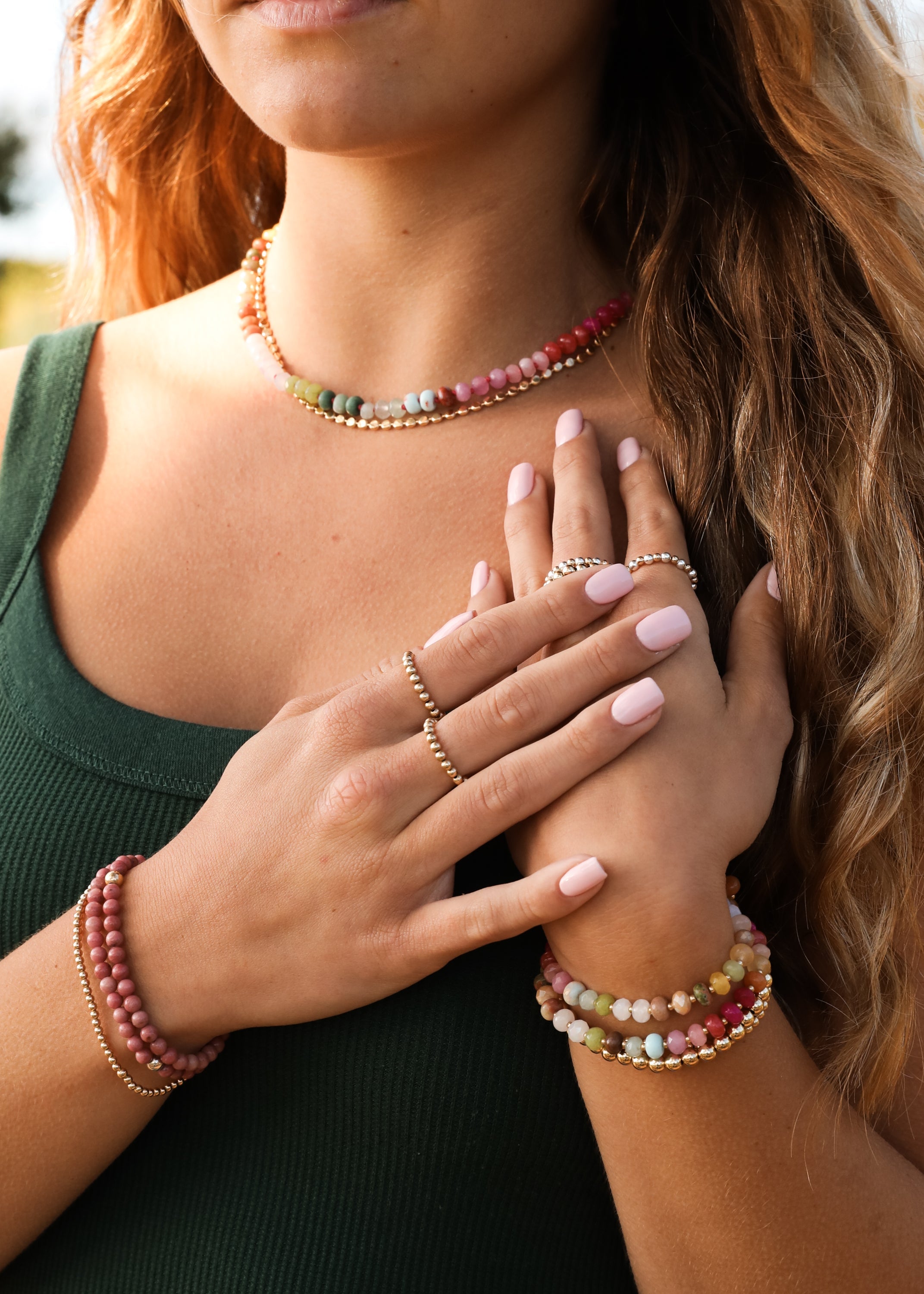CanyonLeaf Natural Gemstone Necklace + 14k Gold Filled Toggle : Key West — lifestyle context